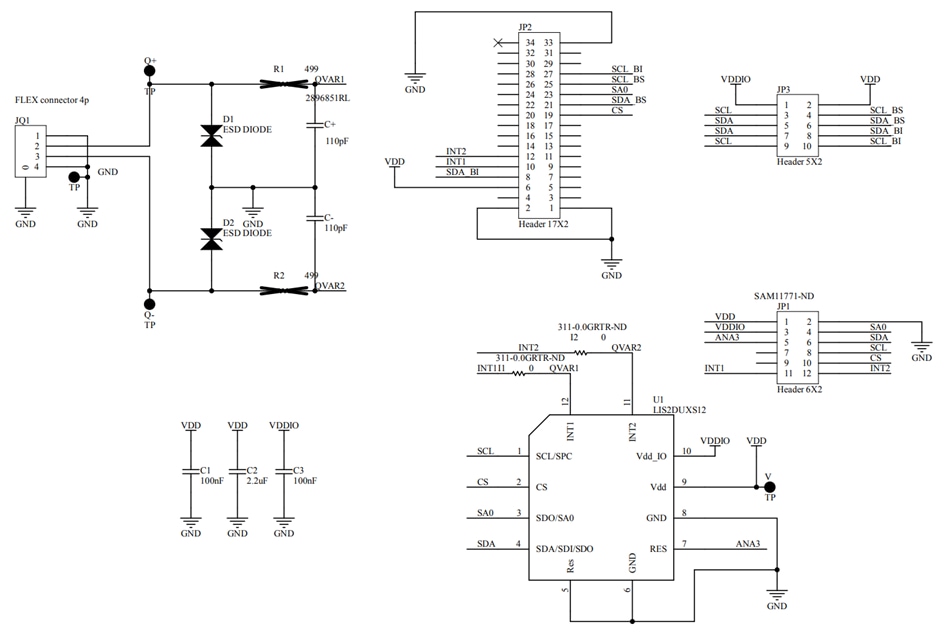 Schematic - STMicroelectronics STEVAL-MKI246KA Accelerometer Kit